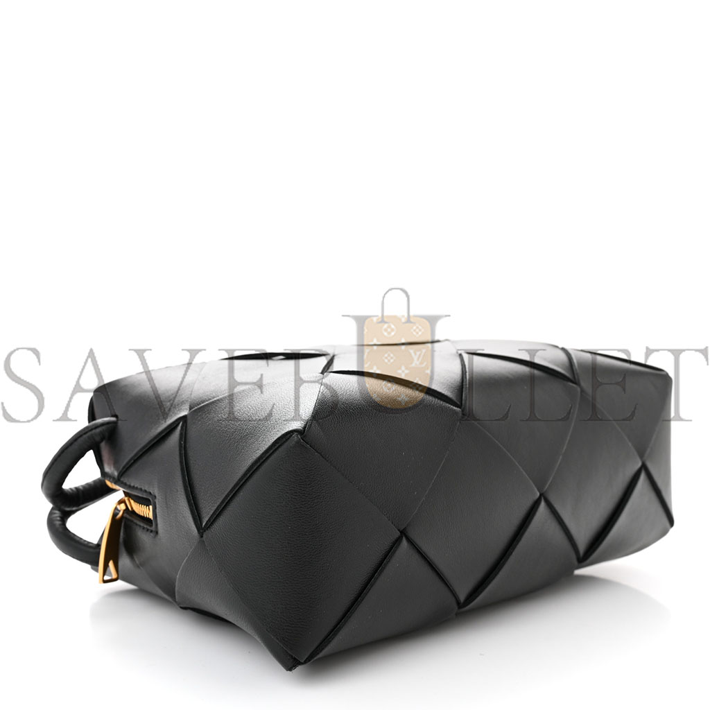 bo*te*ga Ve*ne*ta lambskin maxi intrecciato small cassette camera bag black (22*15*8cm)